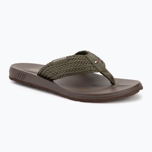 Tommy Hilfiger Uomo Molded Web Beach Flip Flops Sandalo verde militare
