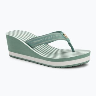 Tommy Hilfiger infradito donna Stripes Wedge Beach Sandal affascinante verde