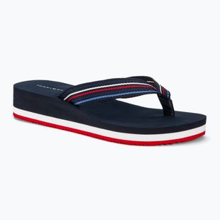 Tommy Hilfiger infradito donna Wedge Stripes Beach Sandal spazio blu