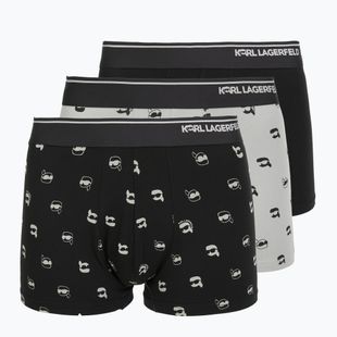 Boxer uomo KARL LAGERFELD Ikon Aop Trunk 3 paia karl dot/ash black