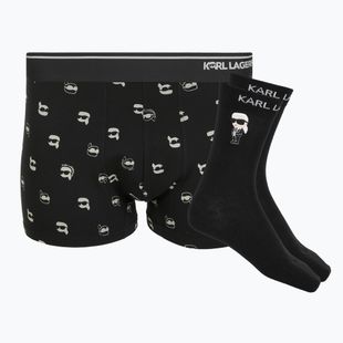 Set boxer e calzini da uomo KARL LAGERFELD Ikon Trunk aop karl dot black