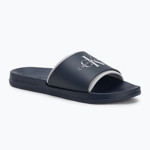Calvin Klein YM0YM00361 Uomo Slide Rubber Neoprene Monologo navy/oyster mushroom infradito