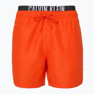 Calvin Klein KM0KM01093 Uomo Intense Power Medium Double WB Pantaloncini da bagno con fenicottero e peperoncino