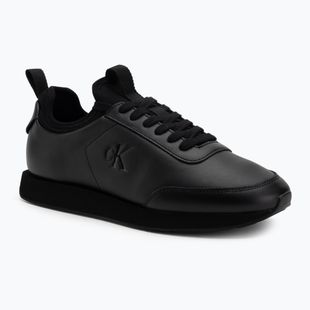 Scarpe da uomo Calvin Klein YM0YM01362 Retro Runner con calzino, stringate in pelle triple black