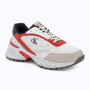 Scarpe da uomo Calvin Klein YM0YM01379 Hike Runner Mesh MIX bright white/grey/flame scarlet
