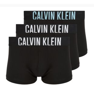 Boxer da uomo Calvin Klein 000NB3608A Trunk 3 pairs black with harbor mist logo/ black with