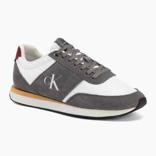 Scarpe da uomo Calvin Klein HM0HM02212 Retro Runner Bans Leather Suede granite gray/white/rhubarb