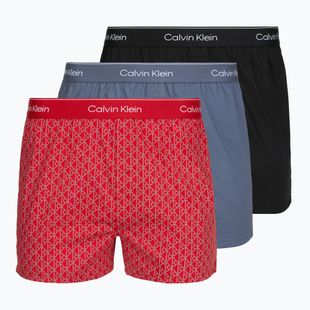 Boxer da uomo Calvin Klein LV00NB4727 Boxer Slim black/prep emblem goji berry/grisai