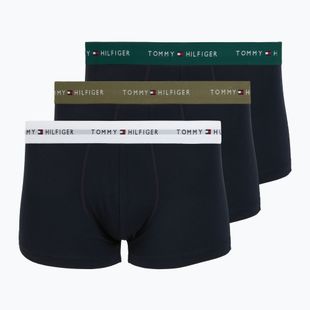 Boxer da uomo Tommy Hilfiger Trunk WB 3 pack nb//white/orna green/utility olive