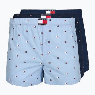 Boxer da uomo Tommy Hilfiger Woven Boxer Print 3 pack chambray flag/carb navy/c navy flag