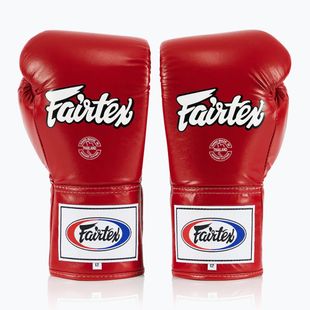 Fairtex Pro Competition Guantoni da boxe con pollice bloccato in pelle rossa
