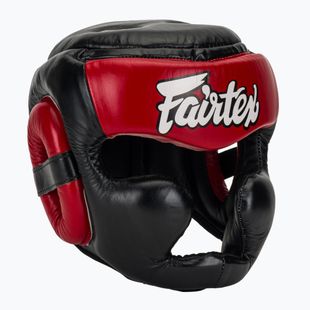 Casco da boxe Fairtex Diagonal Vision - Copertura totale della testa nero/rosso