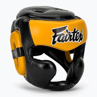 Casco da boxe Fairtex Diagonal Vision - Copertura totale della testa nero/giallo