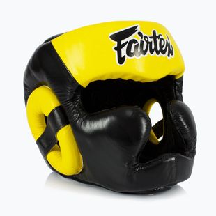 Casco da boxe Fairtex Diagonal Vision - Copertura totale della testa nero/giallo