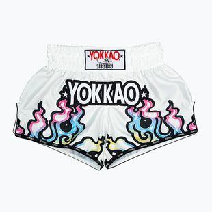 Pantaloncini da allenamento da uomo YOKKAO Flames CarbonFit bianco