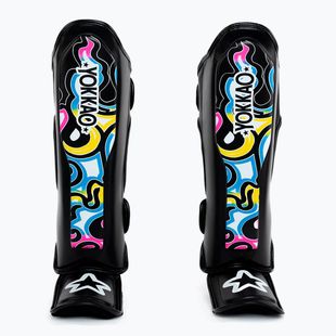 Protezioni per tibia e piede di colore nero Yokkao Flames
