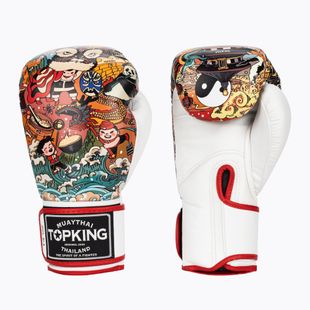 Guanti da boxe Top King Boxing Culture bianco/rosso TKBGCT-SL-1C1