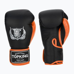 Top King Reborn Guantoni da boxe in pelle nera/arancione