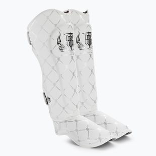 Protezioni per tibia e piede Top King Chain Semi Leather bianco/argento