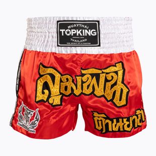 Pantaloncini da allenamento Top King Thai Boxe rosso/bianco