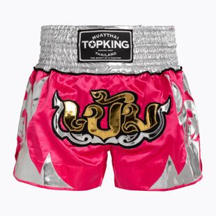 Pantaloncini da allenamento Top King Thai Boxe rosa/bianco