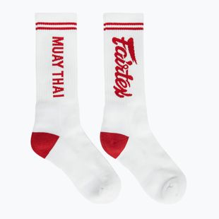 Calze Fairtex "Muay Thai" bianco/rosso