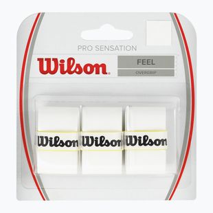 Wilson Pro Overgrip Sensation, fasce per racchette da tennis 3 pezzi, bianco.