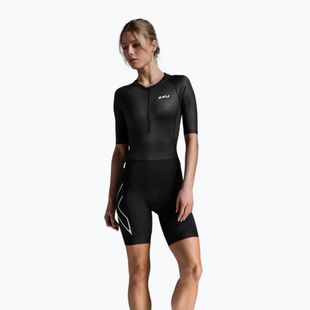Tuta da triathlon donna 2XU Core Sleeved nero/bianco