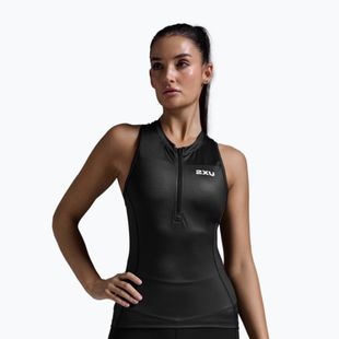 Canotta ciclismo donna 2XU Core Tri Tank nero/bianco