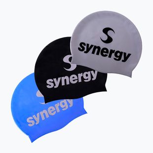 Cuffia da nuoto Synergy Silicone Swim Cap 3-Pack black/blue/silver