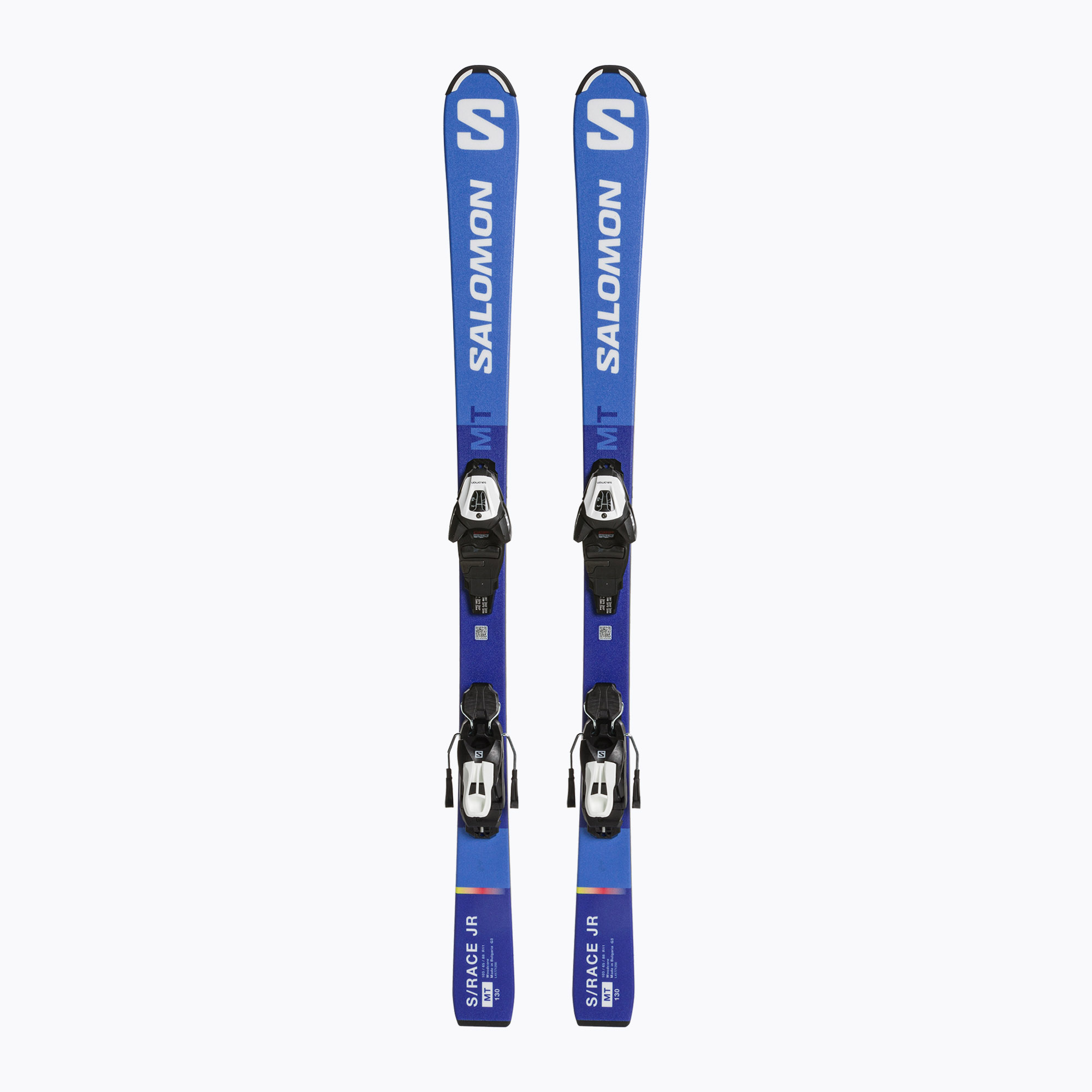 Sci da discesa per bambini Salomon S/Race MT Jr + attacchi L6 race blu/bianco (130 cm) (S/Race MT Jr + L6 L47041700)
