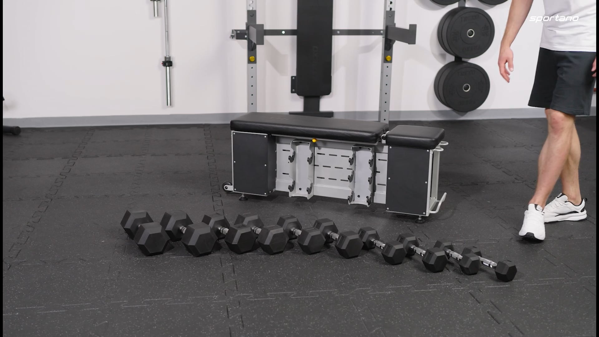 Set TREXO Panca Storage + Manubri Esagonali nero