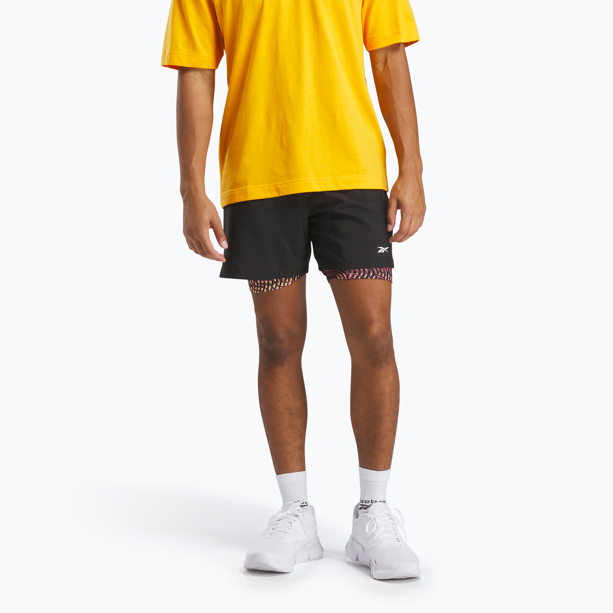 Pantaloncini Reebok Athlete Hype 2-IN-1 nero/giallo elettrico (L) (Athlete Hype 2-IN-1 100215184)