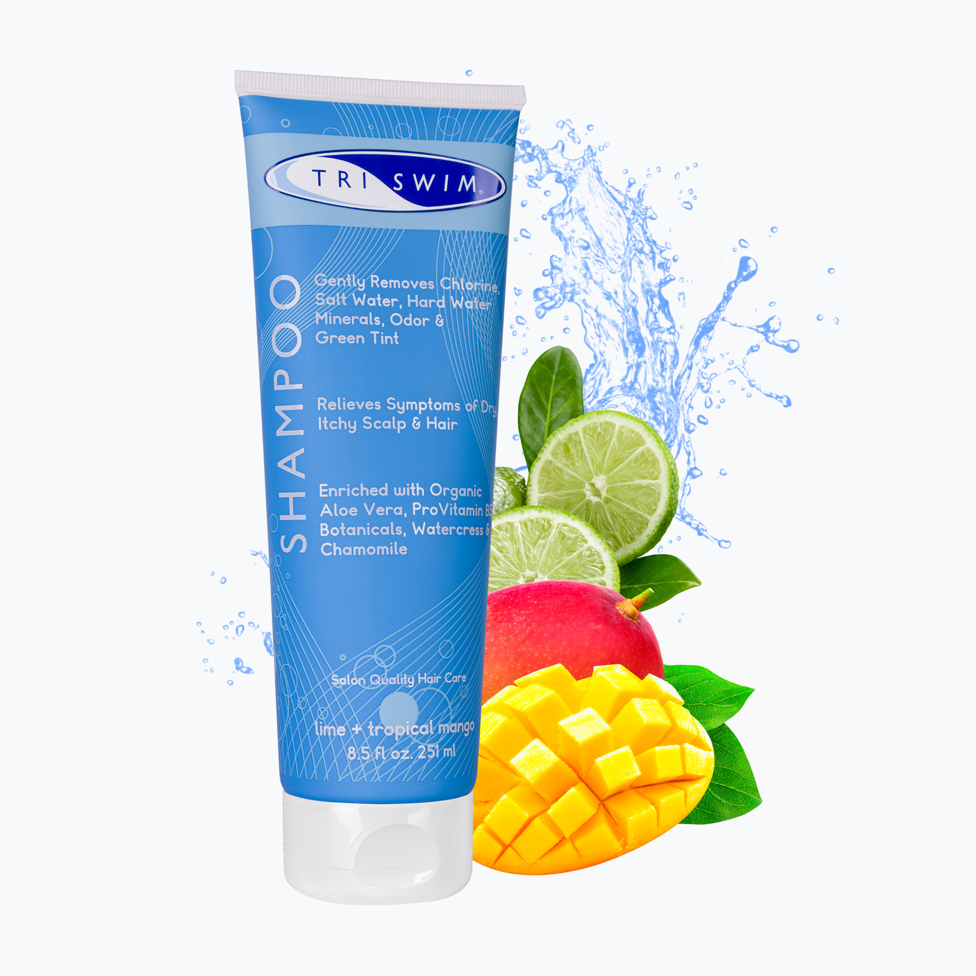 TRISWIM shampoo per la rimozione del cloro dai capelli al lime/mango tropicale (251 Ml) (USSH251)