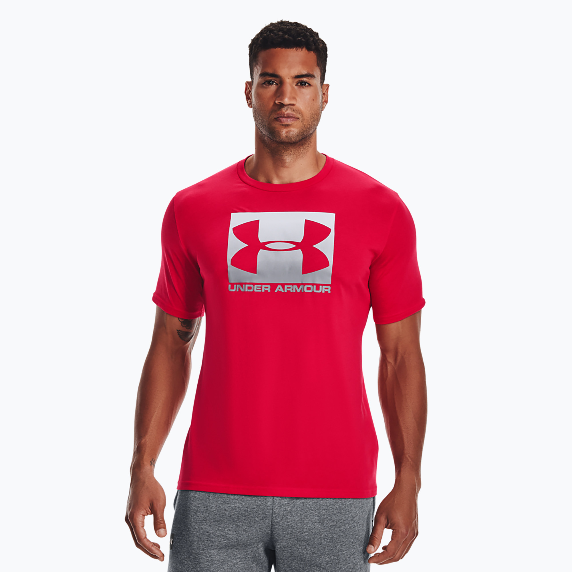 Maglietta Under Armour Boxed Sportstyle da uomo, rosso/acciaio (S) (Boxed Sportstyle SS 1329581)