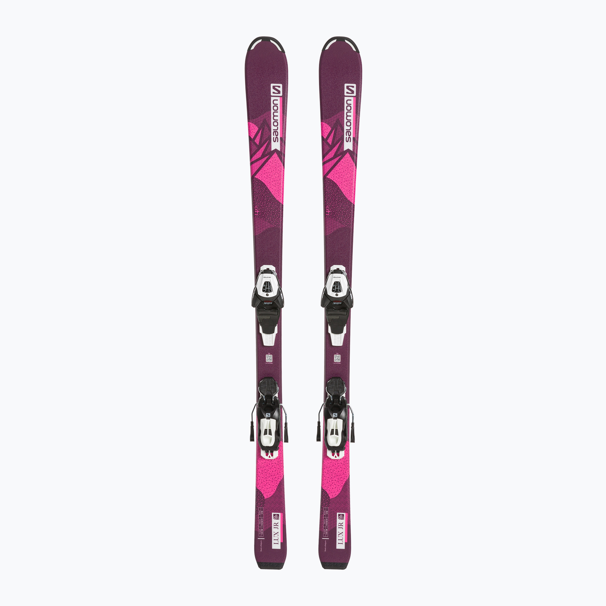 Sci da discesa per bambini Salomon Lux Jr M + attacchi L6 bordeau/rosa (130 cm) (Lux Jr M + L6 L41536200)