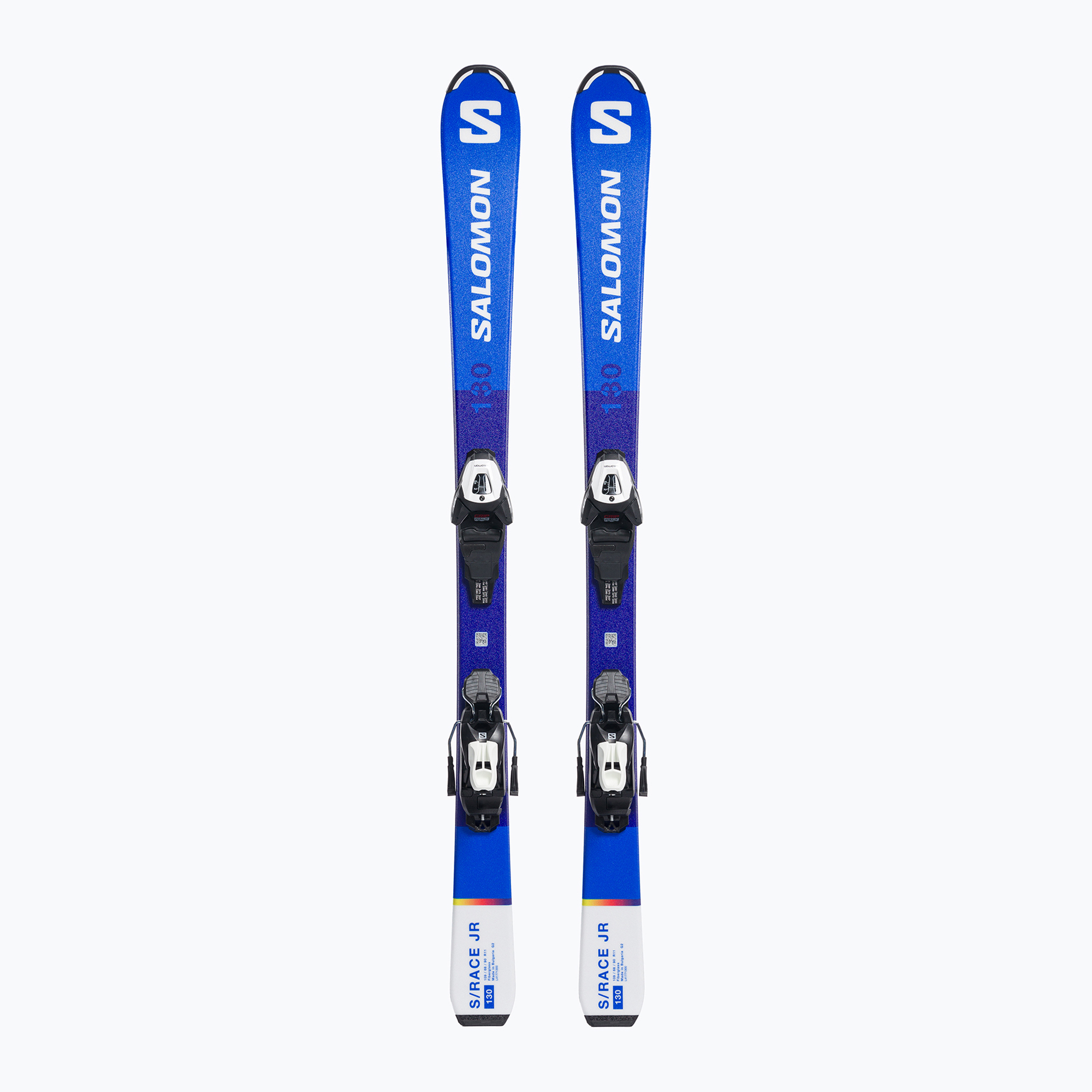 Sci da discesa per bambini Salomon S/Race M Jr. + attacchi L6 race blu/bianco (130 cm) (S/Race Jr M+L6 L47041900)