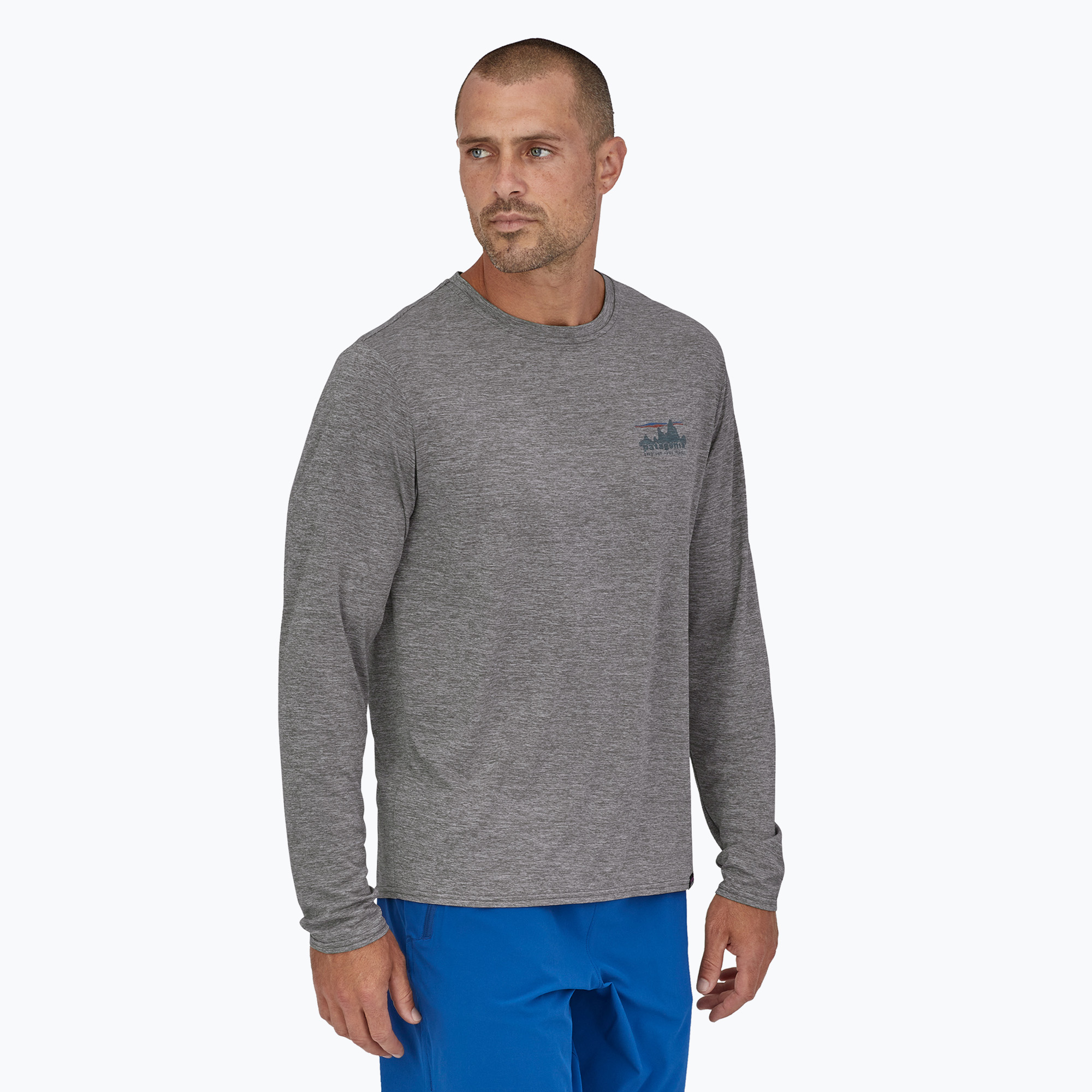 Camicia Patagonia Cap Cool Daily Graphic Uomo 73 skyline/grigio piuma Longsleeve (L) (Cap Cool Daily Graphic Shirt 45190)