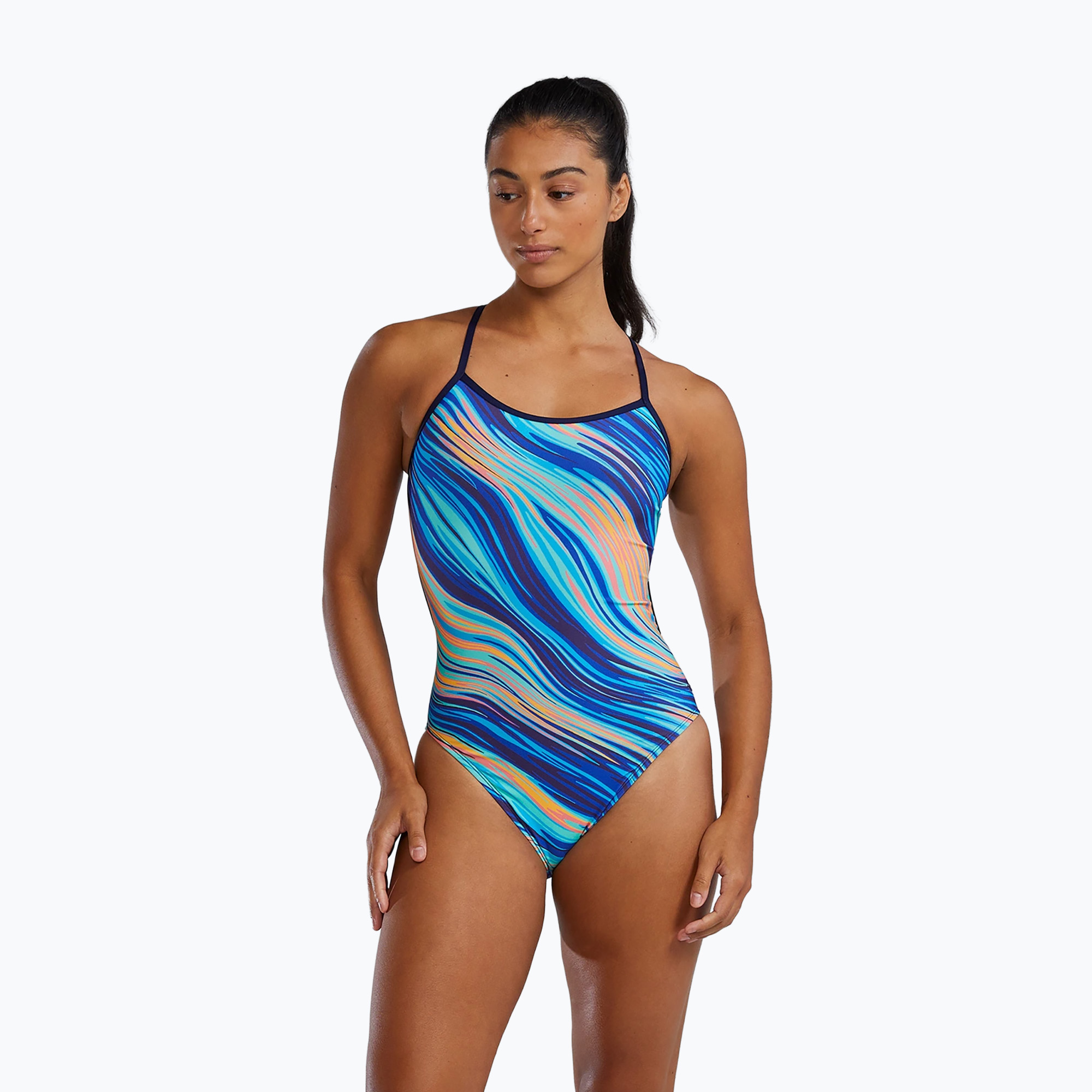 Costume intero donna TYR Durafast Elite Riptidal Trinityfit verde acqua/arancio (36) (Durafast Elite Riptidal Trinityfit P04072_435)