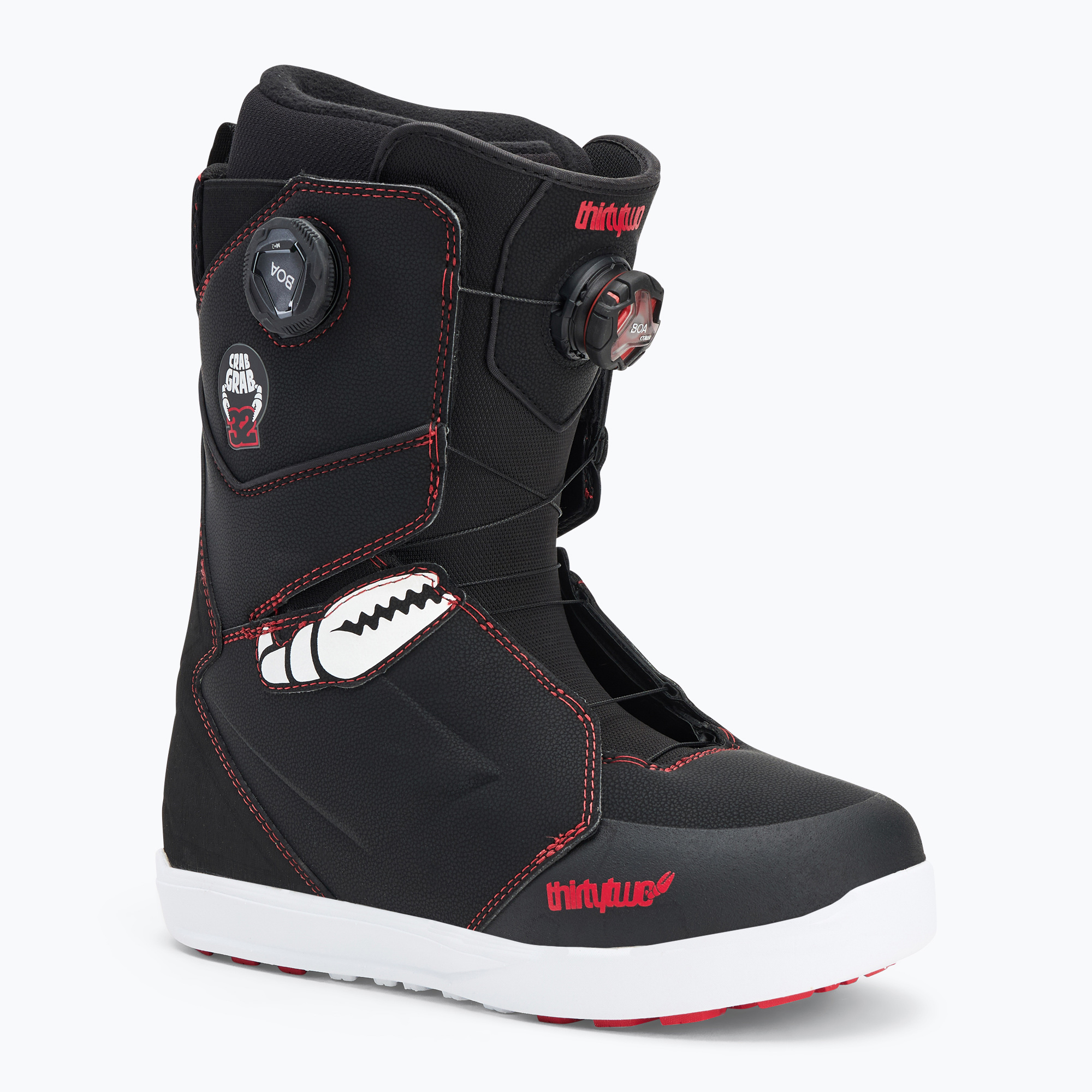 Scarponi da snowboard ThirtyTwo Lashed Double Boa Crab Grab '24 nero/bianco/rosso da uomo