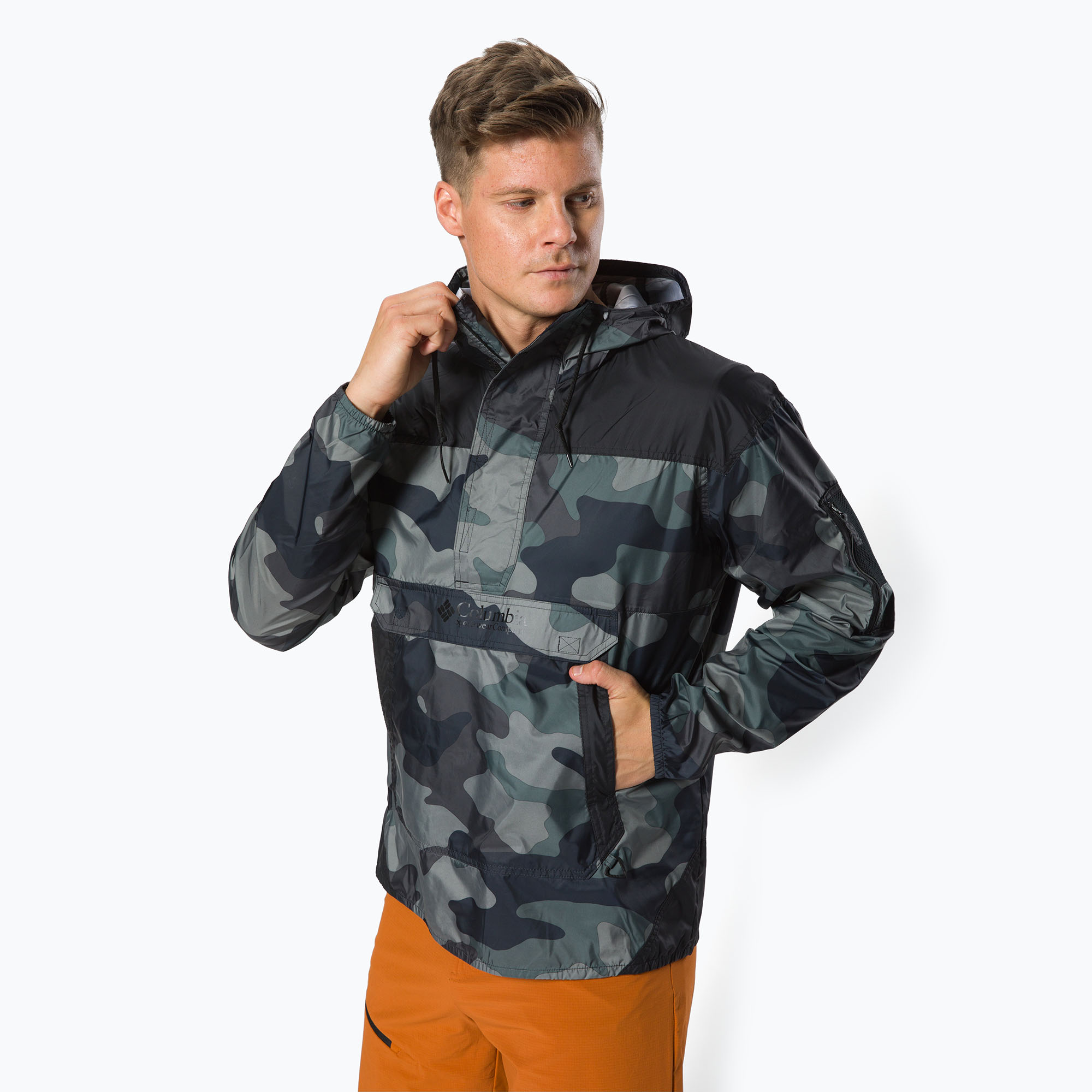 Giacca a vento Columbia Challenger nero mod camo stampato/nero da uomo (XS) (Challenger 009 1714291)
