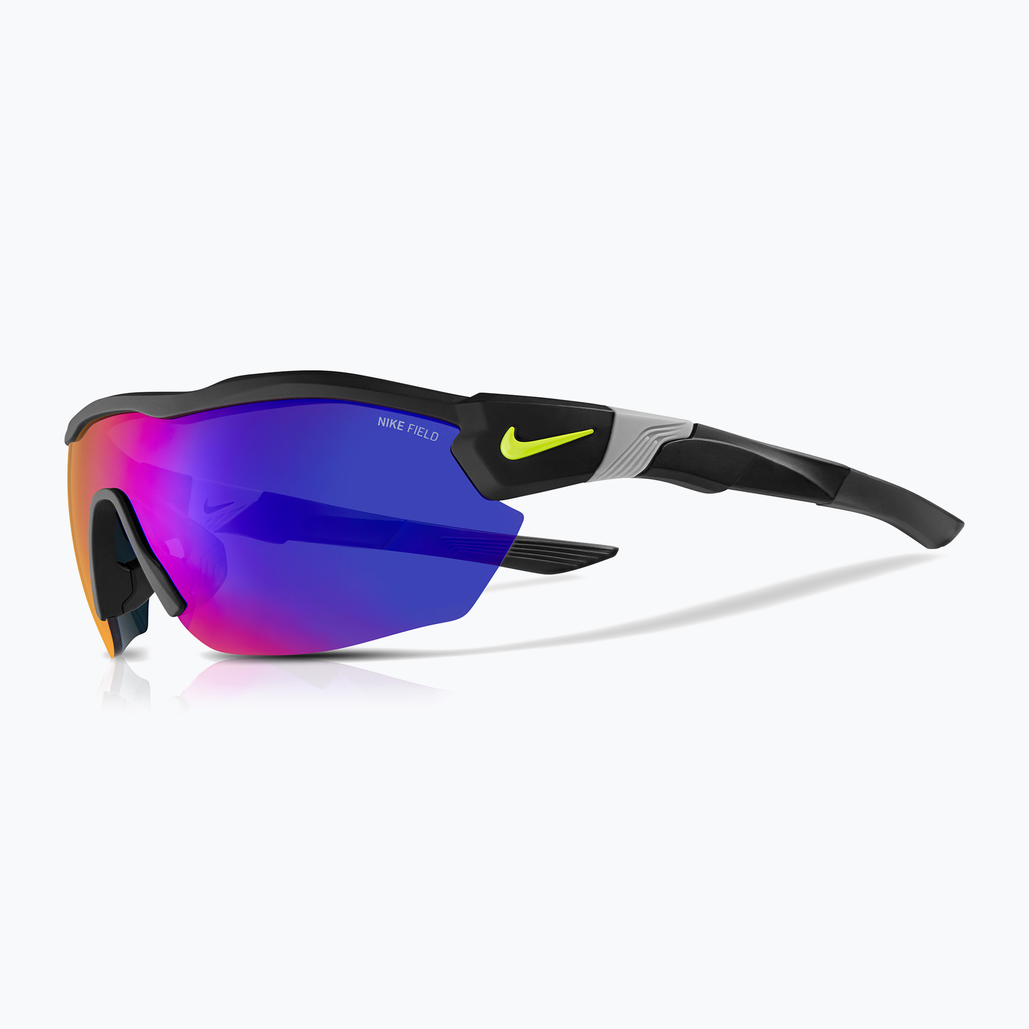Occhiali da sole Nike Show X3 Elite L da uomo, nero opaco/volt/tonalità di campo