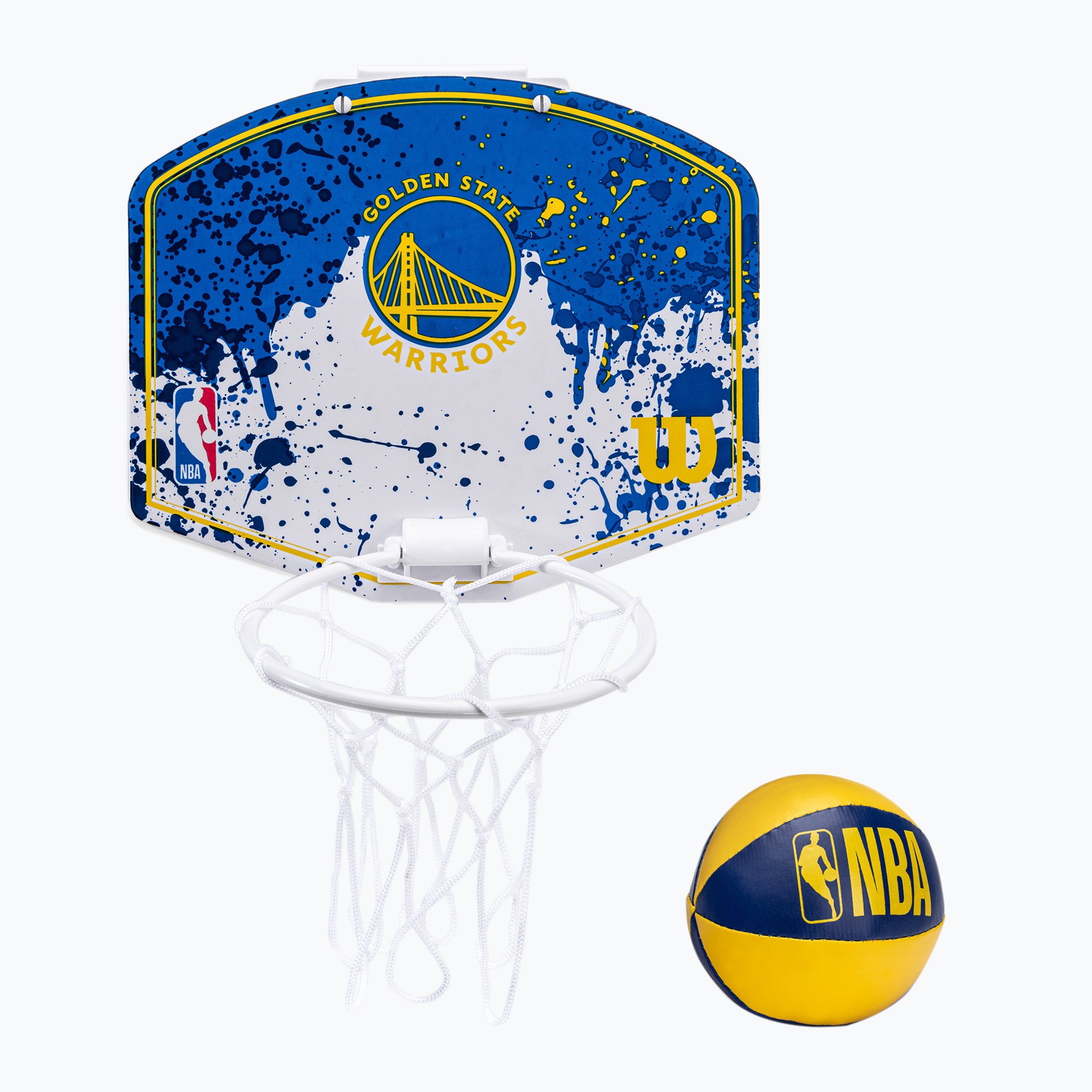 Set di palloni da basket Wilson NBA Team Mini Hoop Golden State Warriors (NBA Team Golden State Warriors Mini Hoop WTBA1302GOL)