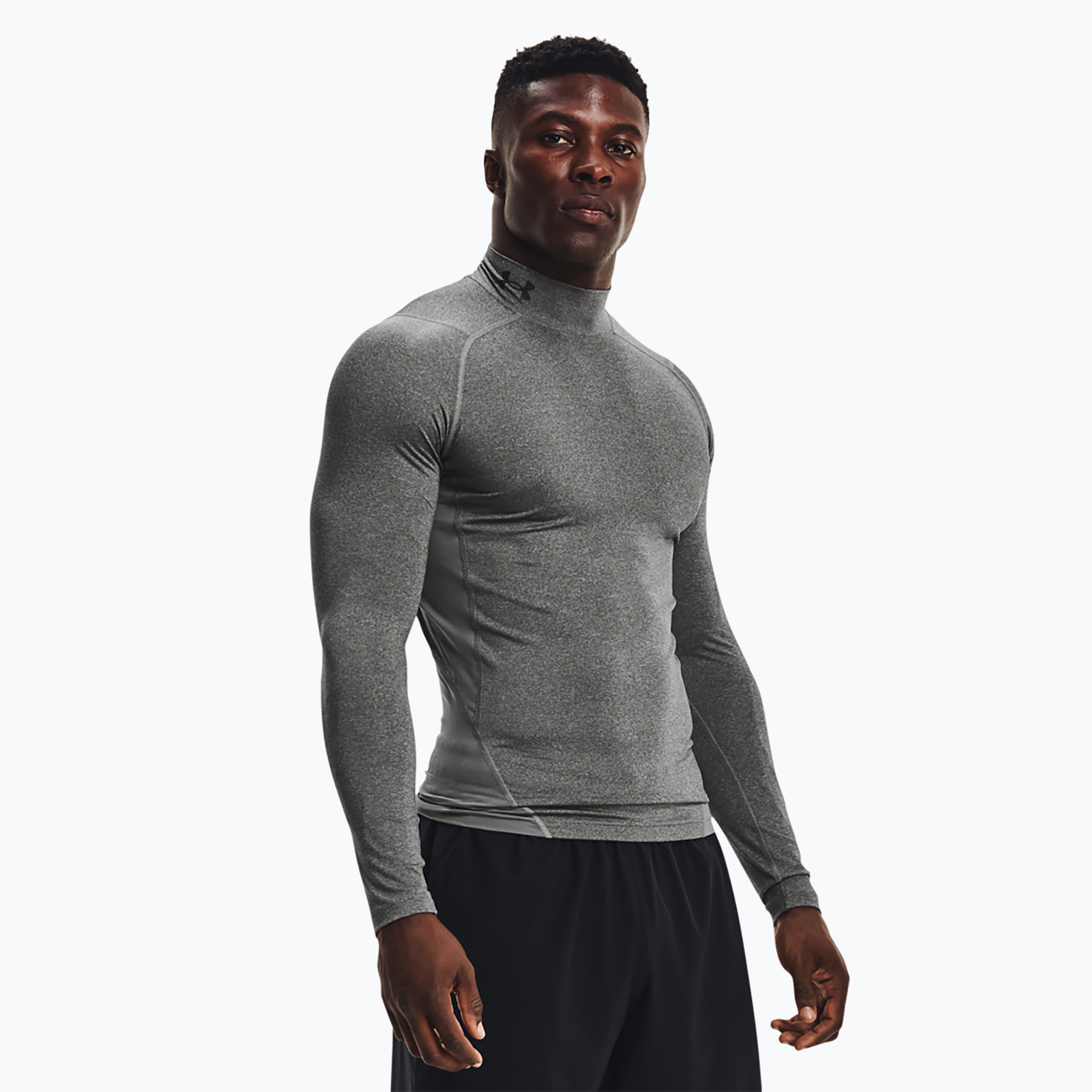 Under Armour uomo manica lunga da allenamento HG Armour Comp Mock carbon heather/nero (S) (HG Armour Comp Mock 1369606)