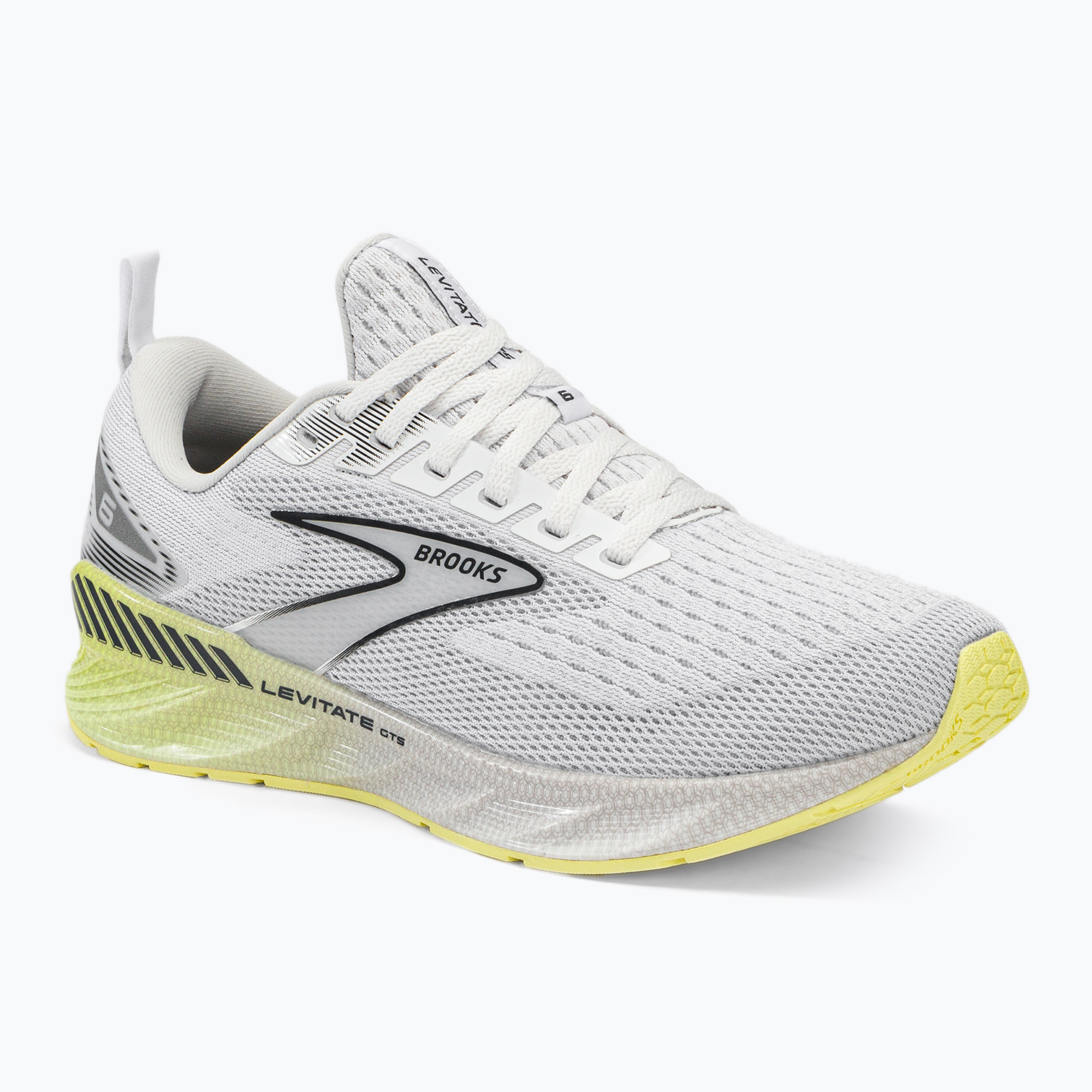 Scarpe da corsa da donna Brooks Levitate GTS 6 bianco/yster/giallo (38 EU) (Levitate GTS 6 1203841B137)