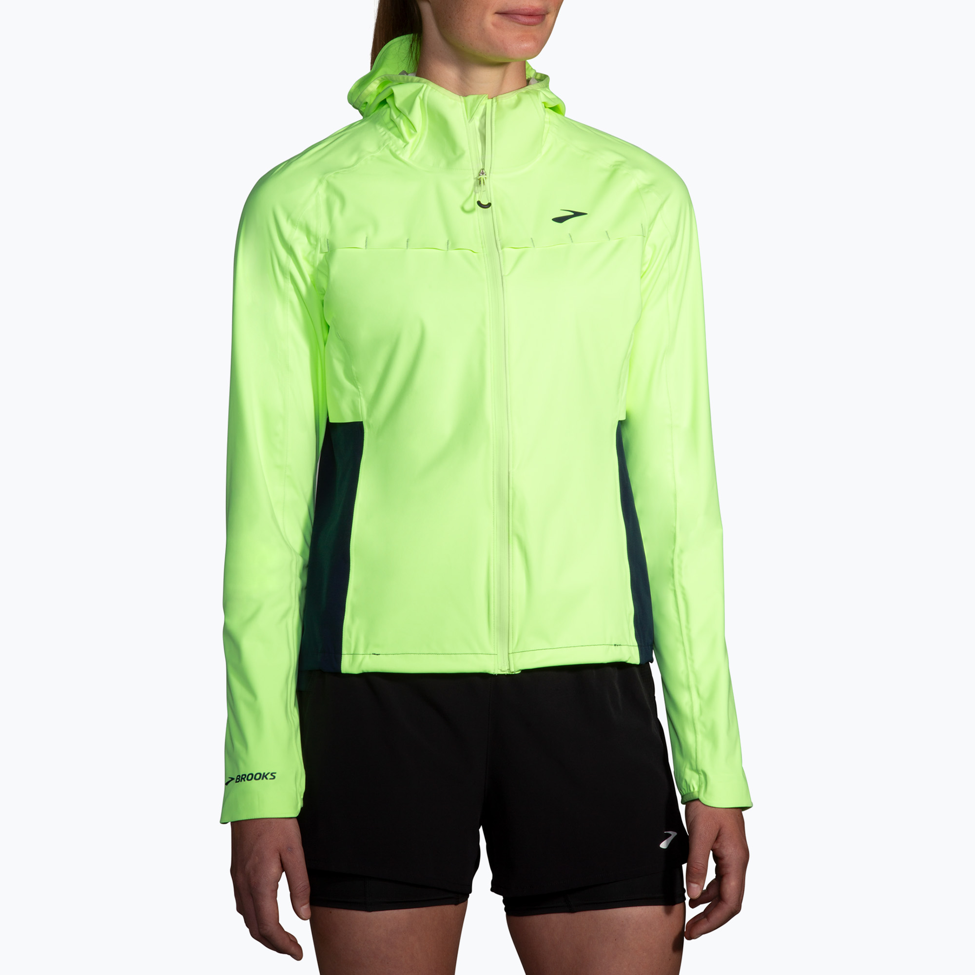 Giacca da corsa impermeabile Brooks High Point Donna lime/navy (S) (High Point Waterproof 221608751.035)
