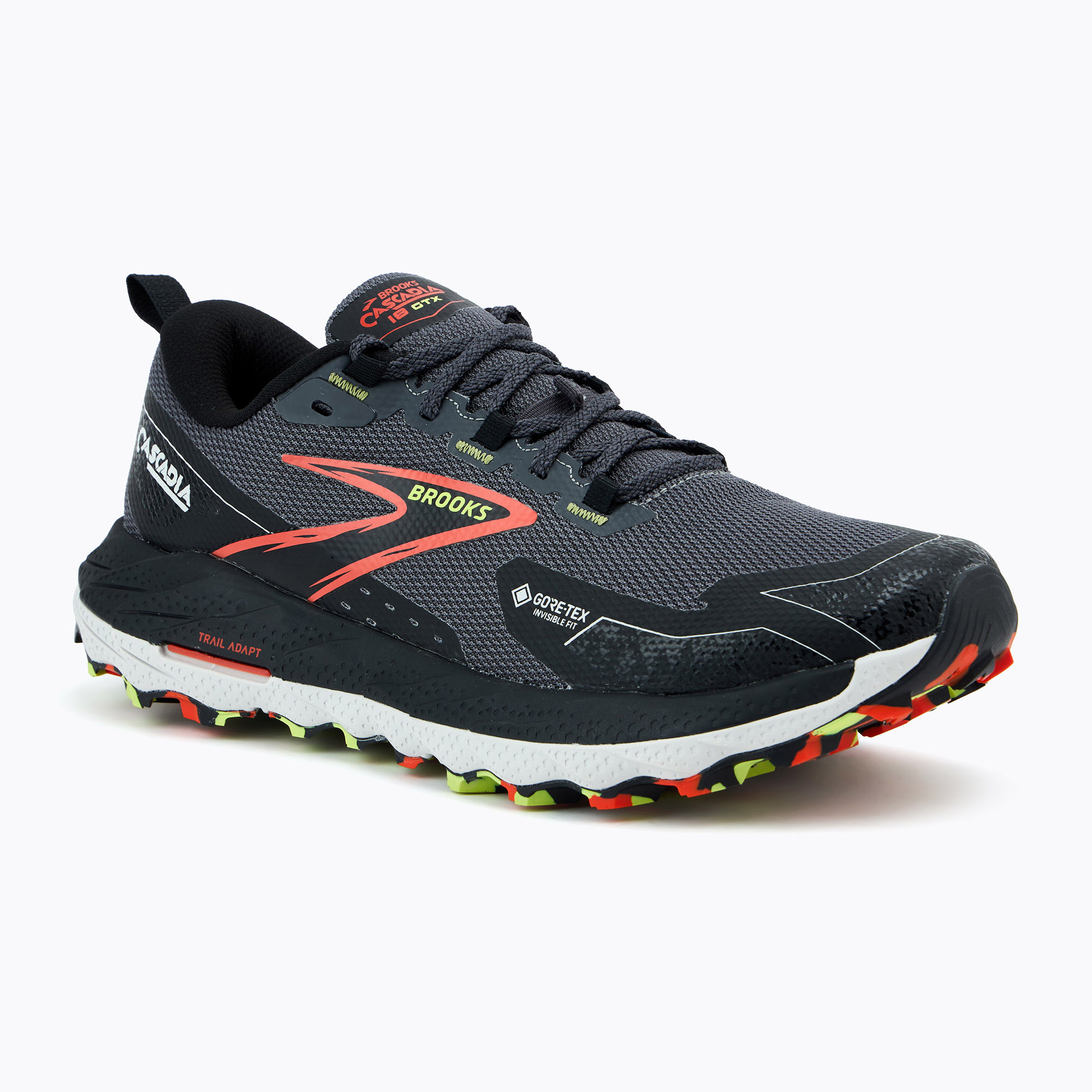 Brooks Cascadia 18 GTX scarpa da corsa da uomo perla annerita/nero/tomato (45.5 EU) (Cascadia 18 GTX 1104271D016)