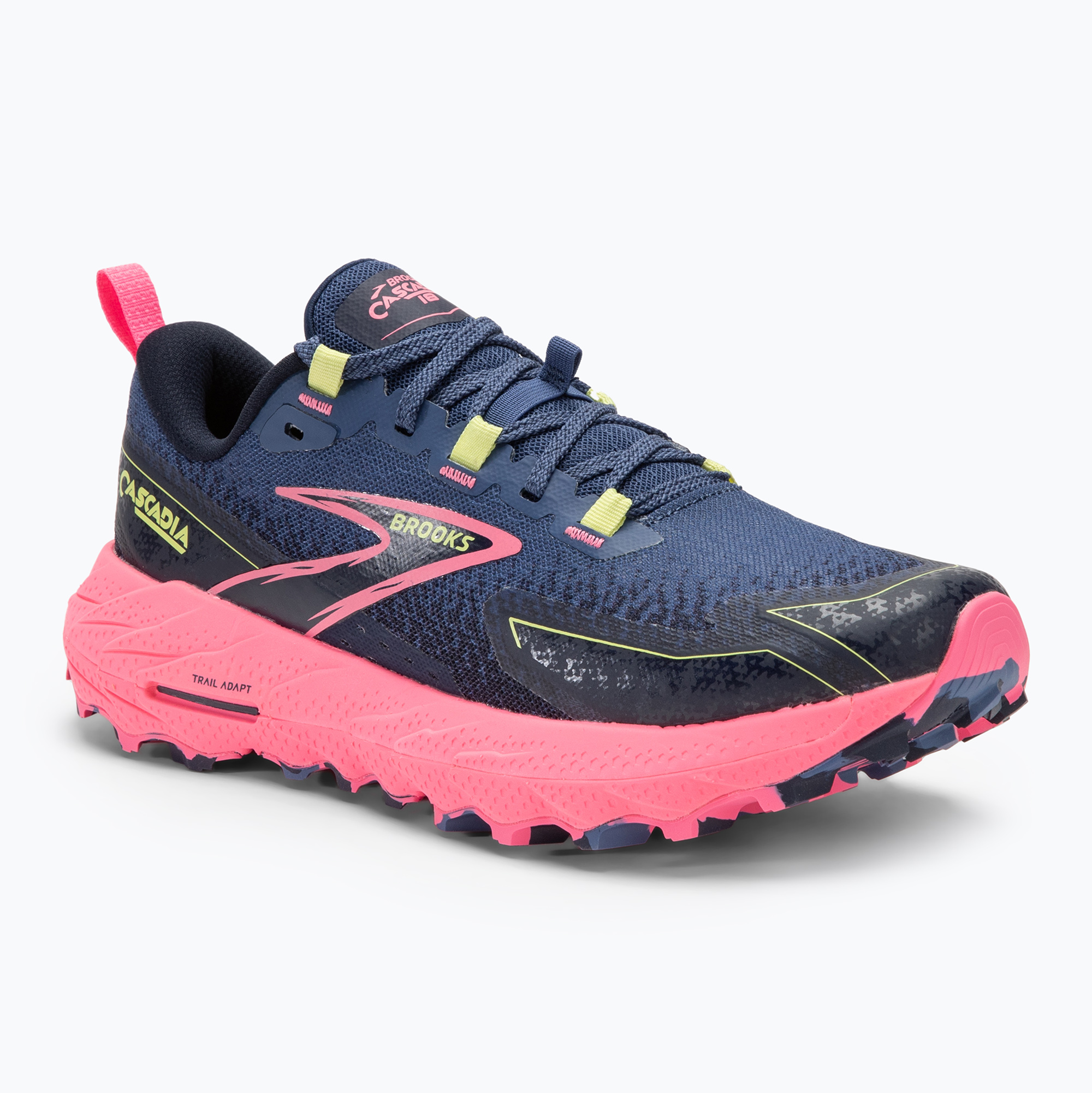 Brooks Cascadia 18 scarpe da corsa donna grigio blu/rosa/lime solare (39 EU) (Cascadia 18 1204161B496)