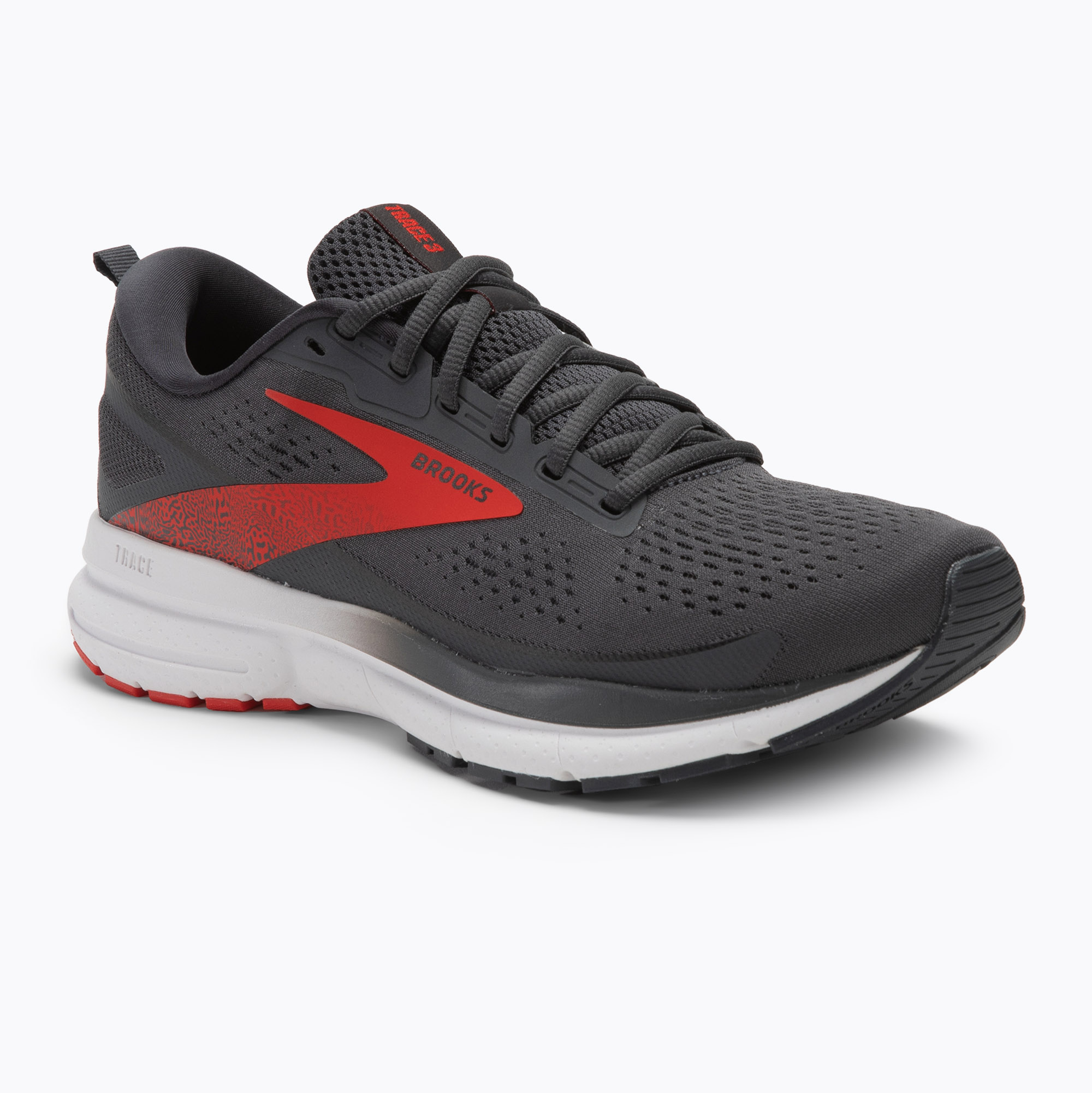 Brooks Trace 3 scarpe da corsa da uomo ebano/rosso fuoco/bianco (44 EU) (Trace 3 1104121D083)