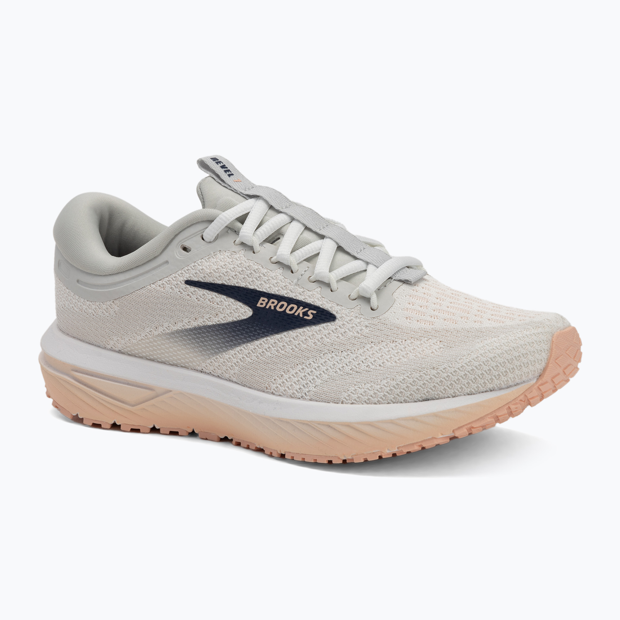 Brooks Revel 7 scarpe da corsa da donna oyster/bianco/tropical peach (40 EU) (Revel 7 1204241B195)
